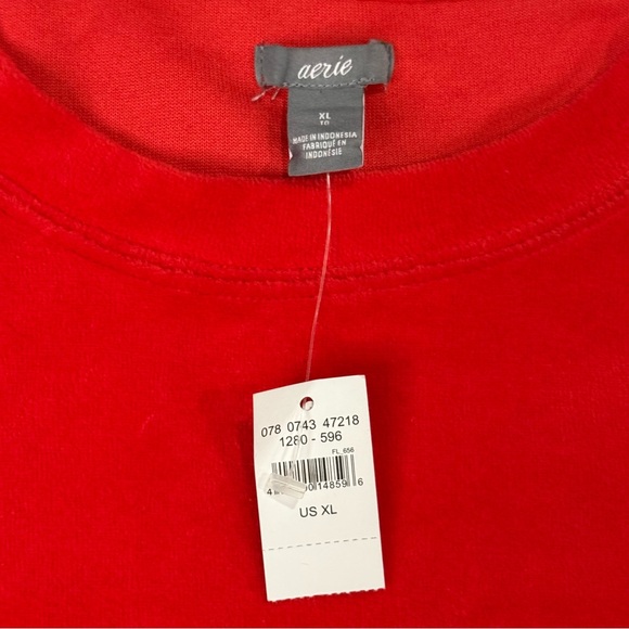 NWT Aerie Velvet Sweatshirt Scoop Neck Raglan Sleeves Coral Women’s Size XL - Picture 3 of 11